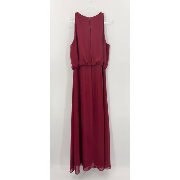 H9 Nine West Burgundy Beaded Maxi Dress Womens 16 Formal Chiffon Gown - Picture 2 of 7